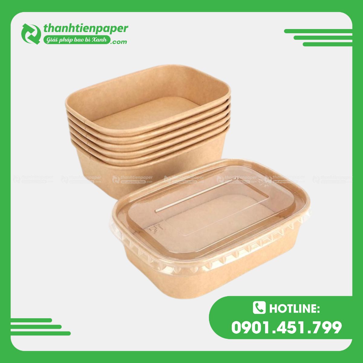 Hộp Giấy Kraft Nắp Nhựa Pet